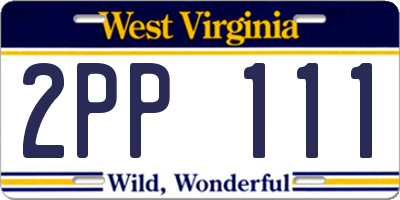 WV license plate 2PP111