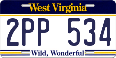 WV license plate 2PP534