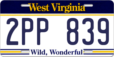 WV license plate 2PP839