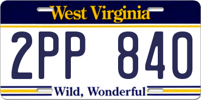 WV license plate 2PP840