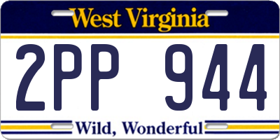 WV license plate 2PP944