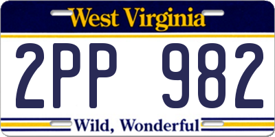 WV license plate 2PP982
