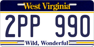 WV license plate 2PP990