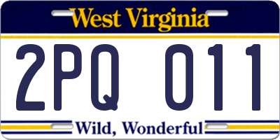 WV license plate 2PQ011