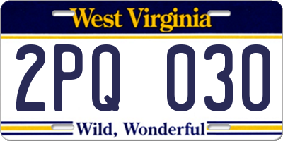 WV license plate 2PQ030