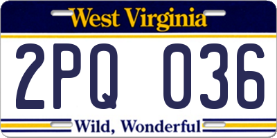 WV license plate 2PQ036