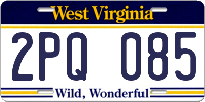 WV license plate 2PQ085