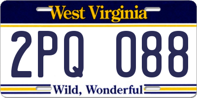 WV license plate 2PQ088
