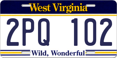 WV license plate 2PQ102