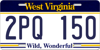 WV license plate 2PQ150