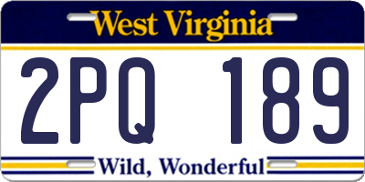 WV license plate 2PQ189