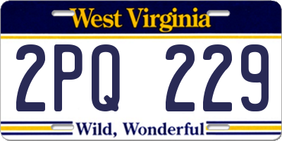 WV license plate 2PQ229