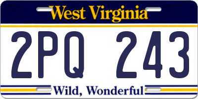 WV license plate 2PQ243