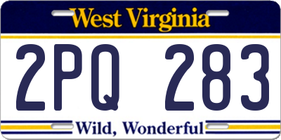 WV license plate 2PQ283