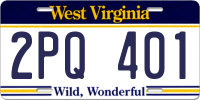 WV license plate 2PQ401