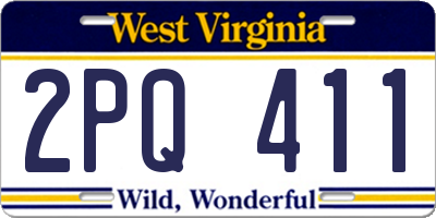 WV license plate 2PQ411