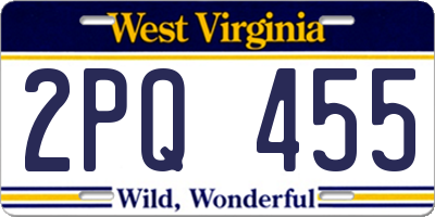 WV license plate 2PQ455