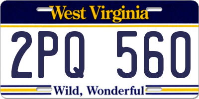 WV license plate 2PQ560