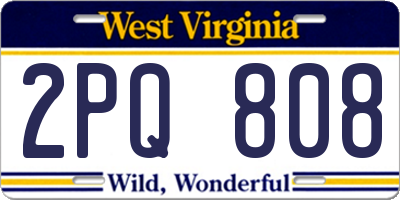 WV license plate 2PQ808