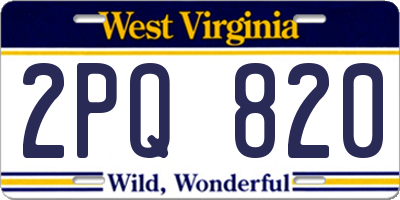 WV license plate 2PQ820