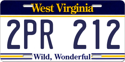 WV license plate 2PR212
