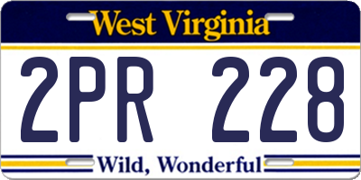 WV license plate 2PR228