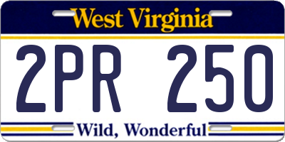 WV license plate 2PR250