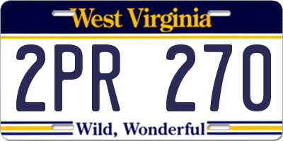WV license plate 2PR270