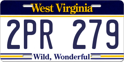 WV license plate 2PR279