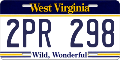 WV license plate 2PR298