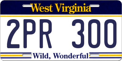 WV license plate 2PR300