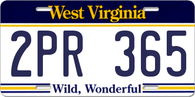 WV license plate 2PR365
