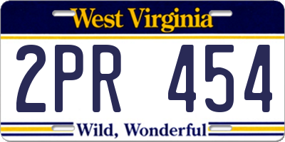 WV license plate 2PR454