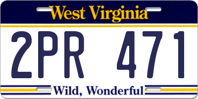 WV license plate 2PR471