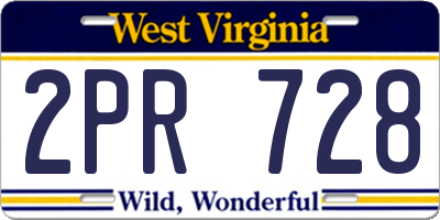 WV license plate 2PR728