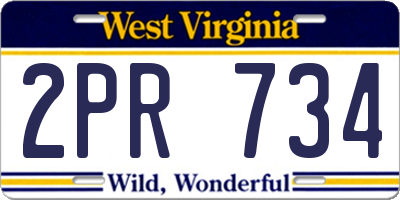 WV license plate 2PR734