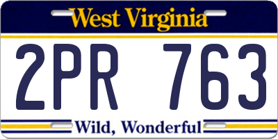 WV license plate 2PR763