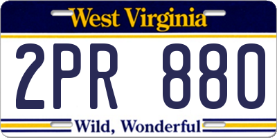 WV license plate 2PR880