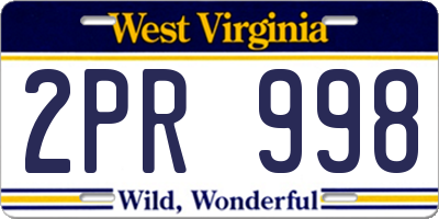 WV license plate 2PR998