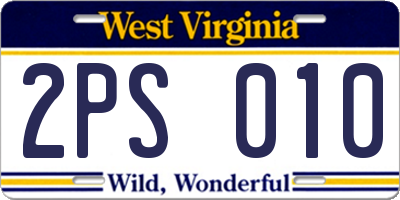 WV license plate 2PS010