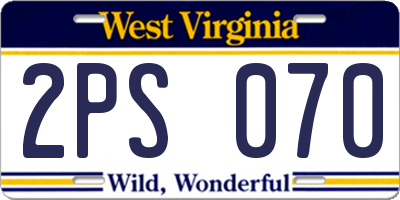 WV license plate 2PS070