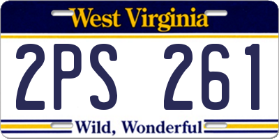 WV license plate 2PS261