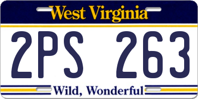 WV license plate 2PS263