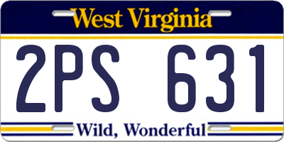 WV license plate 2PS631