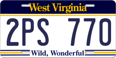 WV license plate 2PS770