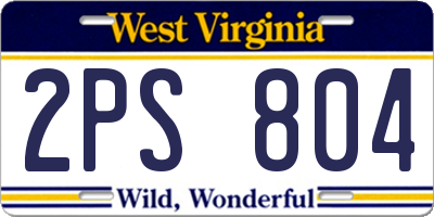 WV license plate 2PS804