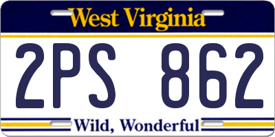 WV license plate 2PS862