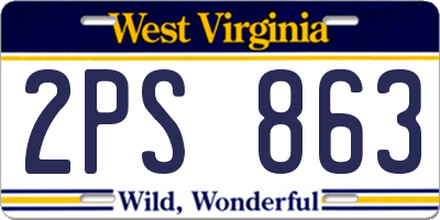 WV license plate 2PS863