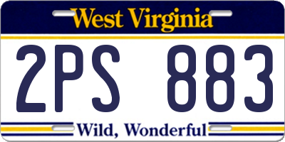 WV license plate 2PS883