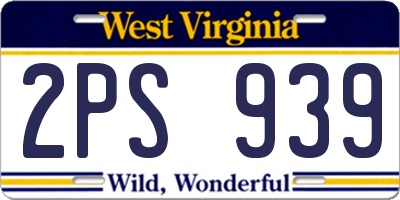 WV license plate 2PS939